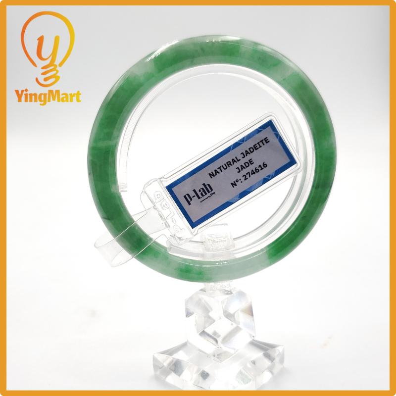 Yingmart 53mm PNJ274616 Certified Natural Color Grey White Natural Jadeite Jade Bangle Bracelet, Real Gemstone, Gift for Mom Grandma Sister