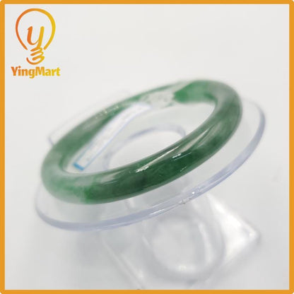 Yingmart 53mm PNJ274647 Certified Natural Color Grey White Natural Jadeite Jade Bangle Bracelet, Real Gemstone, Gift for Mom Grandma Sister