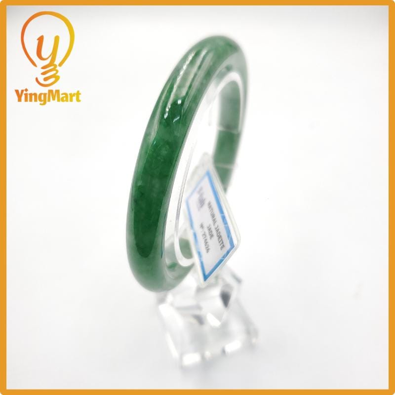 Yingmart 55mm PNJ Certified Natural Color Grey White Natural Jadeite Jade Bangle Bracelet, Real Gemstone, Gift for Her Mom Grandma Sister