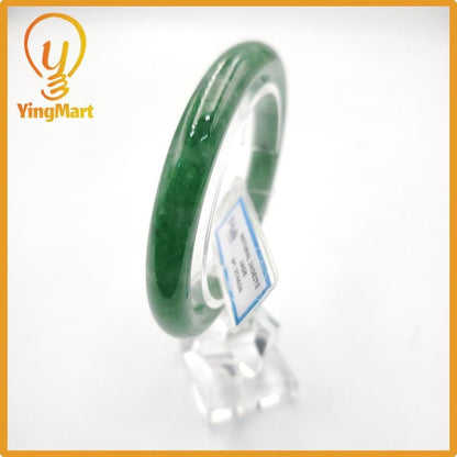 Yingmart 55mm PNJ Certified Natural Color Grey White Natural Jadeite Jade Bangle Bracelet, Real Gemstone, Gift for Her Mom Grandma Sister