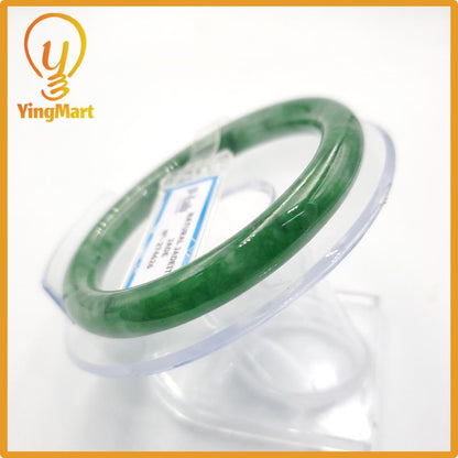 Yingmart 55mm PNJ Certified Natural Color Grey White Natural Jadeite Jade Bangle Bracelet, Real Gemstone, Gift for Her Mom Grandma Sister