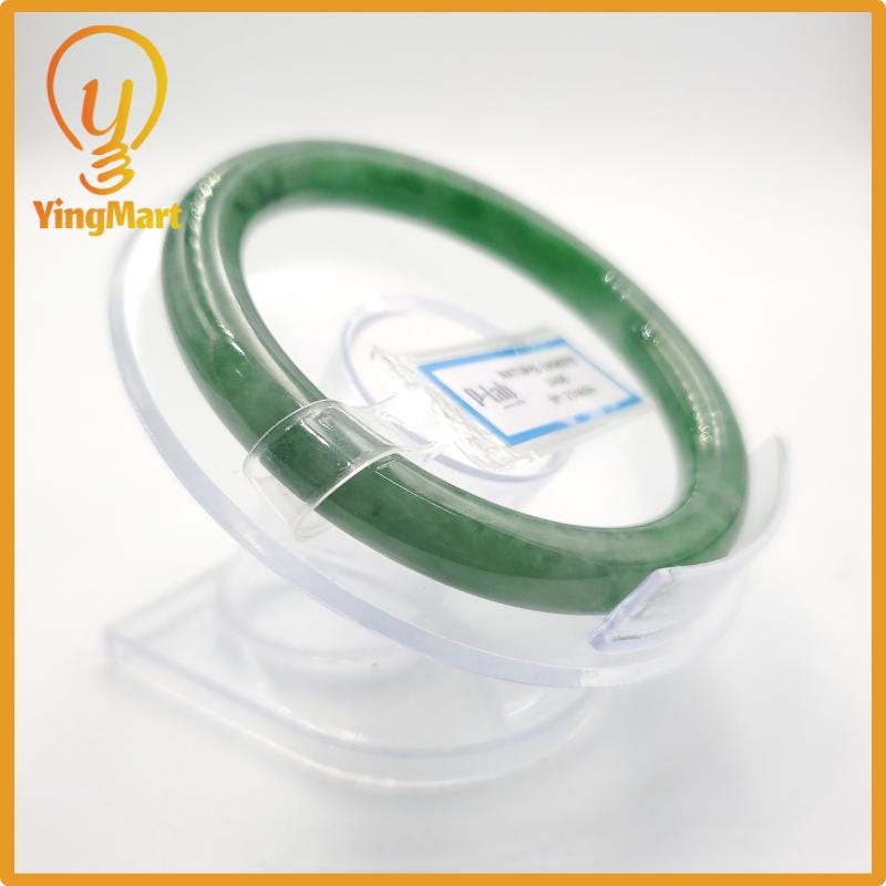 Yingmart 55mm PNJ Certified Natural Color Grey White Natural Jadeite Jade Bangle Bracelet, Real Gemstone, Gift for Her Mom Grandma Sister