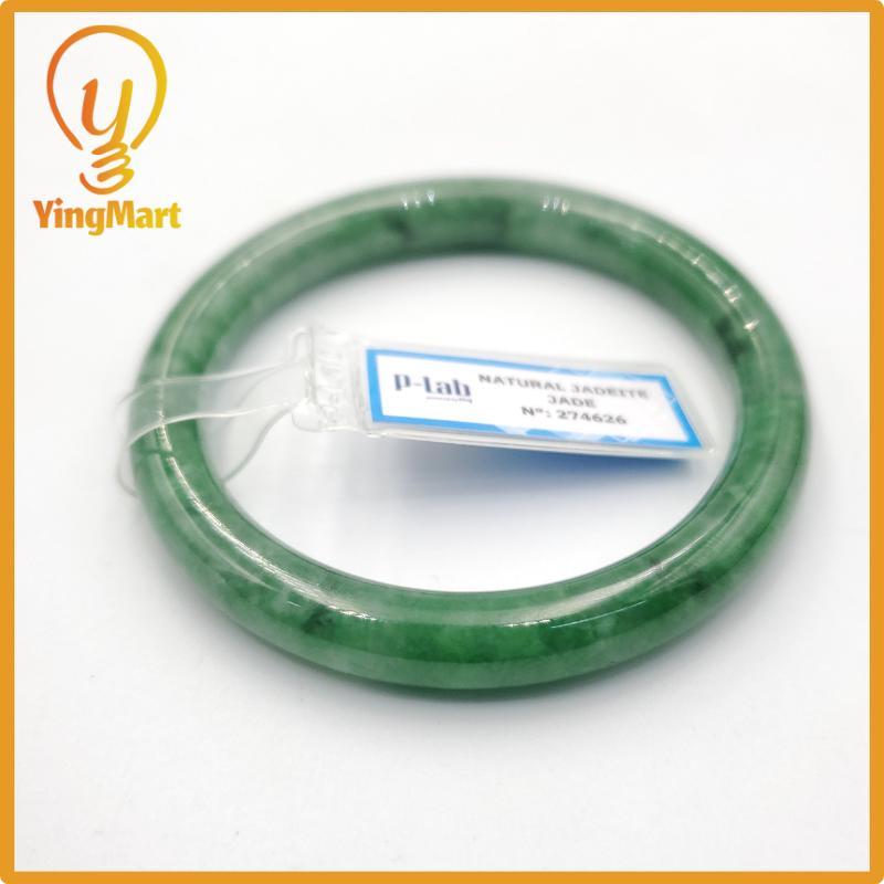 Yingmart 55mm PNJ Certified Natural Color Grey White Natural Jadeite Jade Bangle Bracelet, Real Gemstone, Gift for Her Mom Grandma Sister