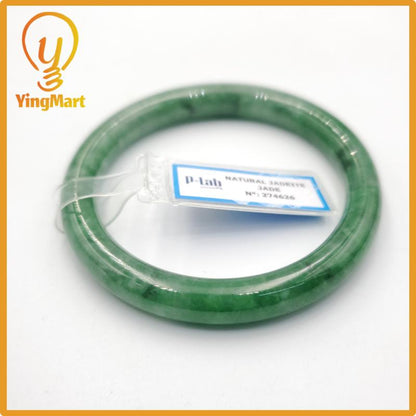 Yingmart 55mm PNJ Certified Natural Color Grey White Natural Jadeite Jade Bangle Bracelet, Real Gemstone, Gift for Her Mom Grandma Sister