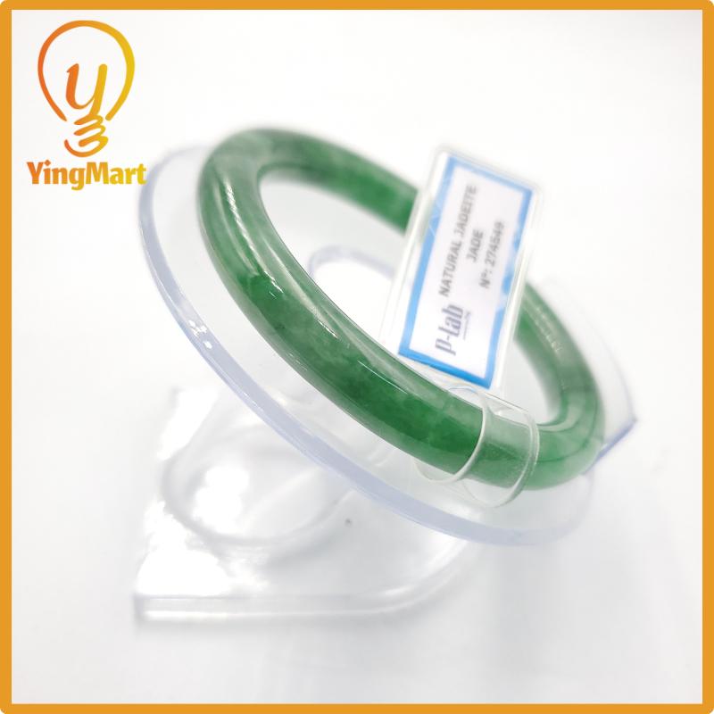 Yingmart 53mm PNJ274549 Certified Natural Color Grey White Natural Jadeite Jade Bangle Bracelet, Real Gemstone, Gift for Mom Grandma Sister