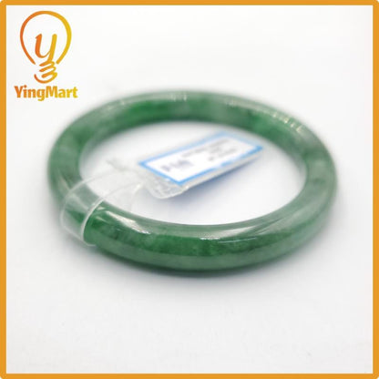 Yingmart 53mm PNJ274546 Certified Natural Color Grey White Natural Jadeite Jade Bangle Bracelet, Real Gemstone, Gift for Mom Grandma Sister