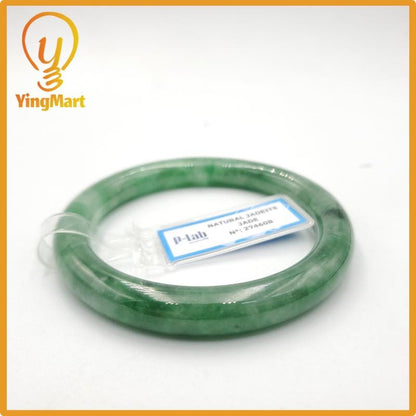 Yingmart 52mm PNJ274608 Certified Natural Color Grey White Natural Jadeite Jade Bangle Bracelet, Real Gemstone, Gift for Mom Grandma Sister