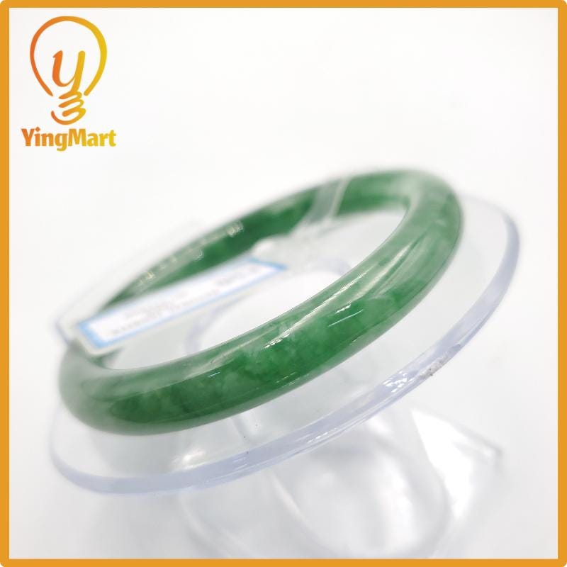 Yingmart 52mm PNJ274608 Certified Natural Color Grey White Natural Jadeite Jade Bangle Bracelet, Real Gemstone, Gift for Mom Grandma Sister