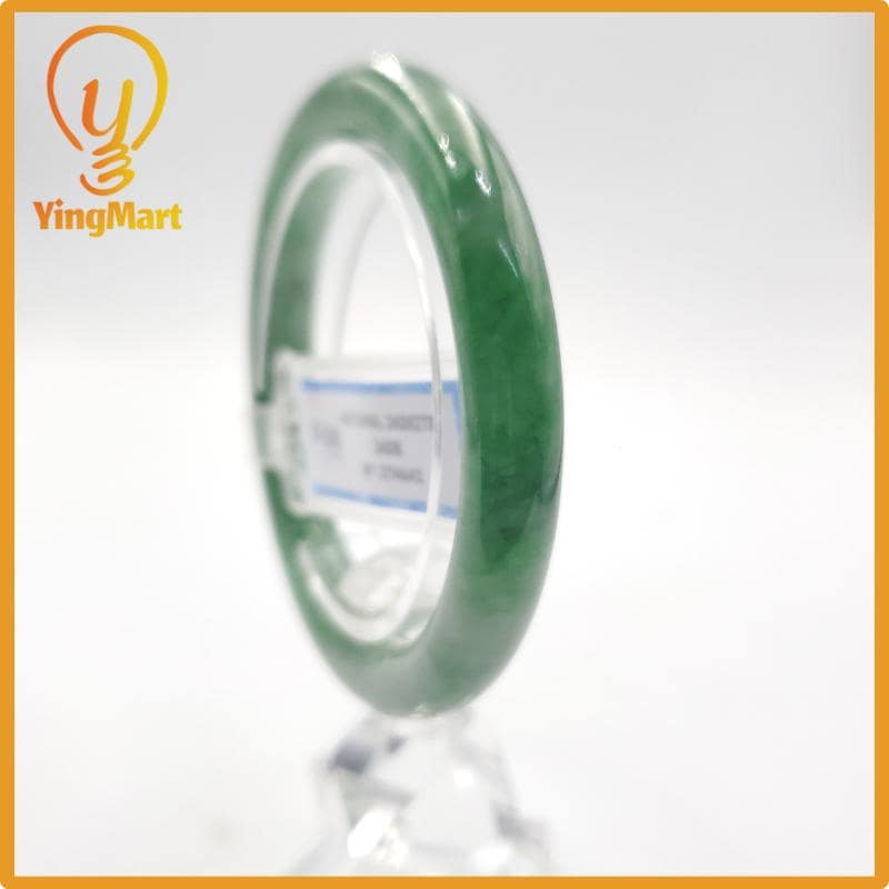 Yingmart 53mm PNJ274641 Certified Natural Color Grey White Natural Jadeite Jade Bangle Bracelet, Real Gemstone, Gift for Mom Grandma Sister