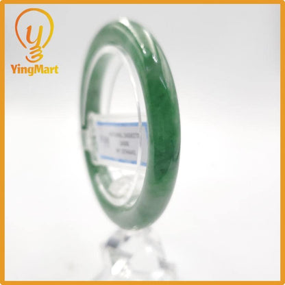 Yingmart 53mm PNJ274641 Certified Natural Color Grey White Natural Jadeite Jade Bangle Bracelet, Real Gemstone, Gift for Mom Grandma Sister