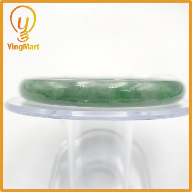 Yingmart 53mm PNJ274641 Certified Natural Color Grey White Natural Jadeite Jade Bangle Bracelet, Real Gemstone, Gift for Mom Grandma Sister