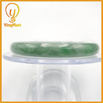 Yingmart 53mm PNJ274641 Certified Natural Color Grey White Natural Jadeite Jade Bangle Bracelet, Real Gemstone, Gift for Mom Grandma Sister