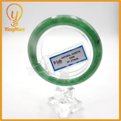 Yingmart 51mm PNJ Certified Natural Color Grey White Natural Jadeite Jade Bangle Bracelet, Real Gemstone, Gift for Her Mom Grandma Sister