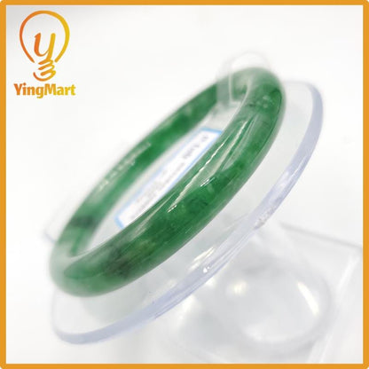 Yingmart 52mm PNJ274473 Certified Natural Color Grey White Natural Jadeite Jade Bangle Bracelet, Real Gemstone, Gift for Mom Grandma Sister