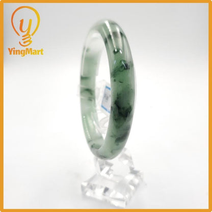 Yingmart 61mm PNJ Certified Natural Color Grey White Natural Jadeite Jade Bangle Bracelet, Real Gemstone, Gift for Her Mom Grandma Sister