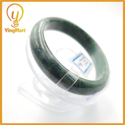 Yingmart 60mm PNJ Certified Natural Color Grey White Natural Jadeite Jade Bangle Bracelet, Real Gemstone, Gift for Her Mom Grandma Sister
