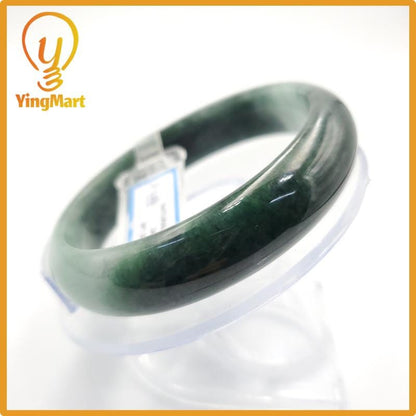 Yingmart 60mm PNJ Certified Natural Color Grey White Natural Jadeite Jade Bangle Bracelet, Real Gemstone, Gift for Her Mom Grandma Sister