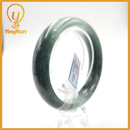 Yingmart 60mm PNJ Certified Natural Color Grey White Natural Jadeite Jade Bangle Bracelet, Real Gemstone, Gift for Her Mom Grandma Sister