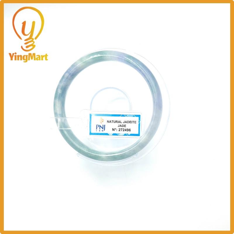 Yingmart 59mm PNJ Certified Natural Color Grey White Natural Jadeite Jade Bangle Bracelet, Real Gemstone, Gift for Her Mom Grandma Sister