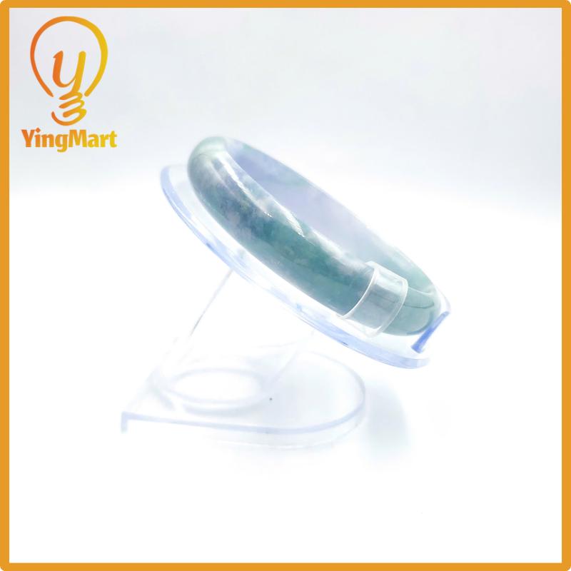 Yingmart 59mm PNJ Certified Natural Color Grey White Natural Jadeite Jade Bangle Bracelet, Real Gemstone, Gift for Her Mom Grandma Sister