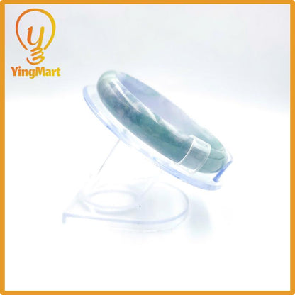 Yingmart 59mm PNJ Certified Natural Color Grey White Natural Jadeite Jade Bangle Bracelet, Real Gemstone, Gift for Her Mom Grandma Sister