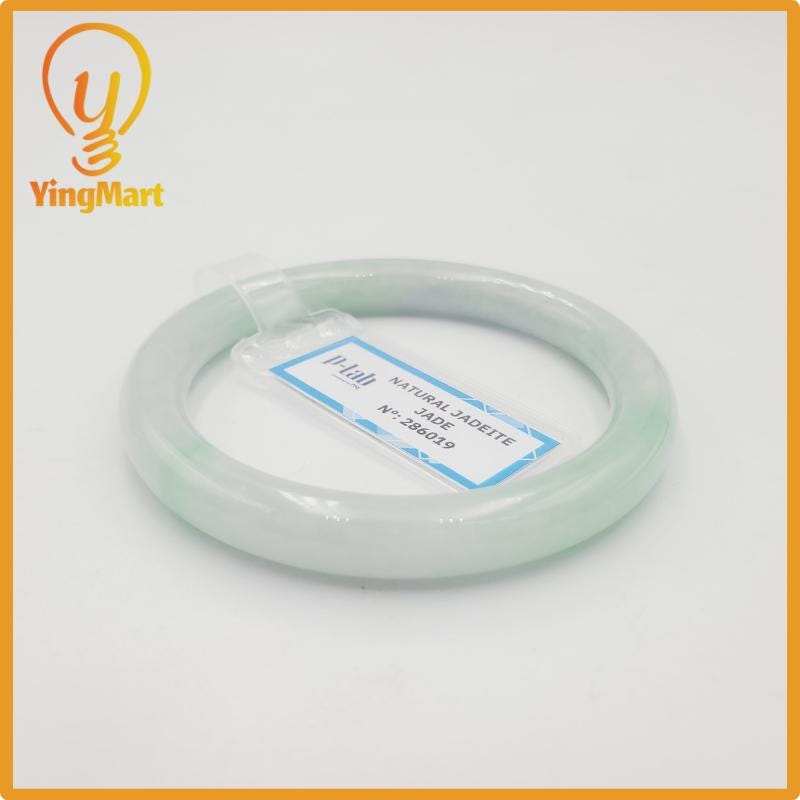 Yingmart 48mm PNJ Certified Natural Color White Natural Jadeite Jade Bangle Bracelet, Real Gemstone, Gift for Her Mom Grandma Sister