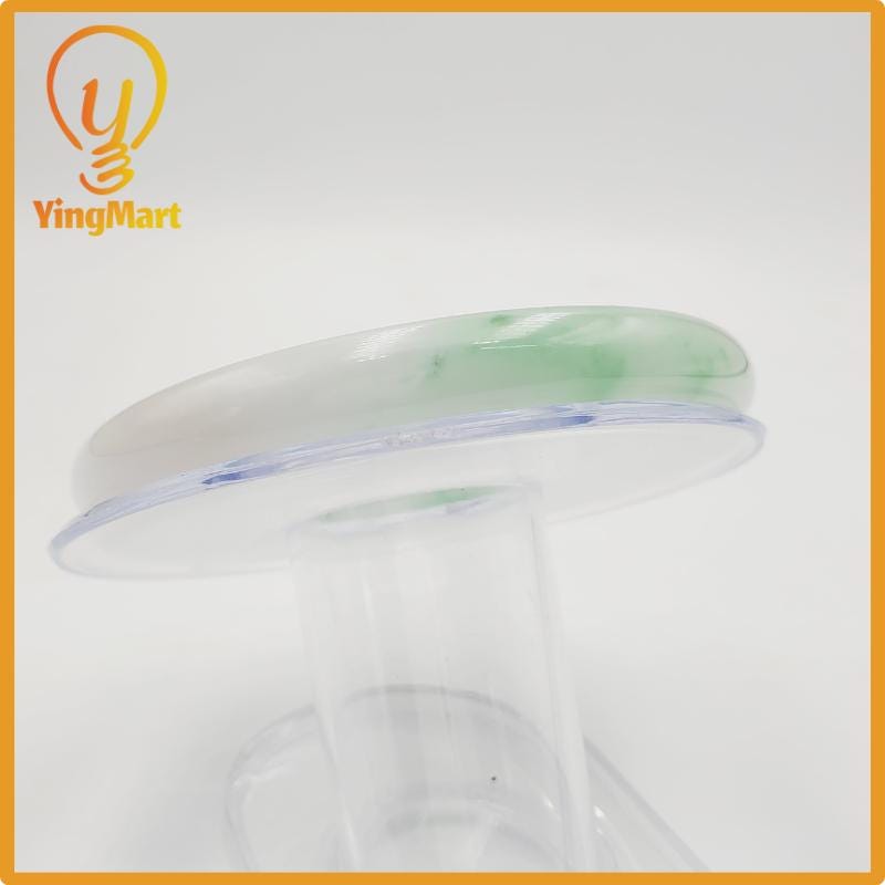 Yingmart 58mm PNJ Certified Natural Color Grey White Natural Jadeite Jade Bangle Bracelet, Real Gemstone, Gift for Her Mom Grandma Sister