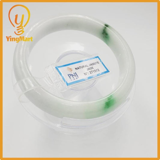 Yingmart 58mm PNJ Certified Natural Color Grey White Natural Jadeite Jade Bangle Bracelet, Real Gemstone, Gift for Her Mom Grandma Sister