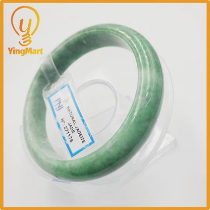 Yingmart 59mm PNJ Certified Natural Color Grey White Natural Jadeite Jade Bangle Bracelet, Real Gemstone, Gift for Her Mom Grandma