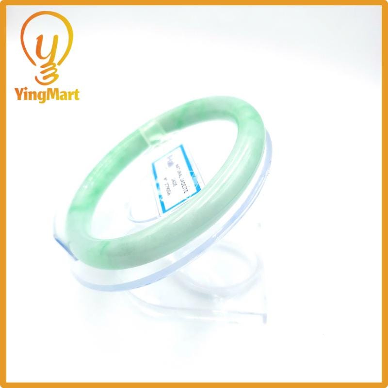 Yingmart 58 mm PNJ Certified Natural Color Grey White Natural Jadeite Jade Bangle Bracelet, Real Gemstone, Gift for Her Mom Grandma Sister