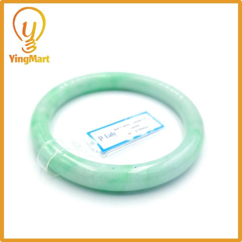 Yingmart 58mm PNJ Certified Natural Color Grey White Natural Jadeite Jade Bangle Bracelet, Real Gemstone, Gift for Her Mom Grandma Sister