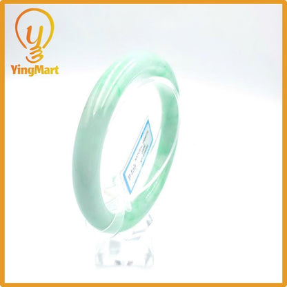 Yingmart 58mm PNJ Certified Natural Color Grey White Natural Jadeite Jade Bangle Bracelet, Real Gemstone, Gift for Her Mom Grandma Sister