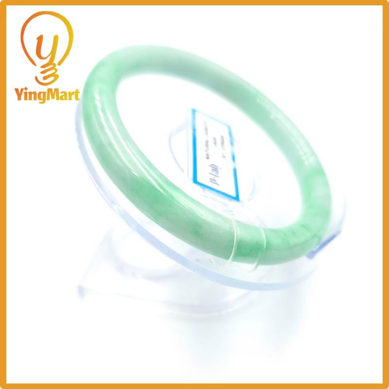 Yingmart 58mm PNJ Certified Natural Color Grey White Natural Jadeite Jade Bangle Bracelet, Real Gemstone, Gift for Her Mom Grandma Sister