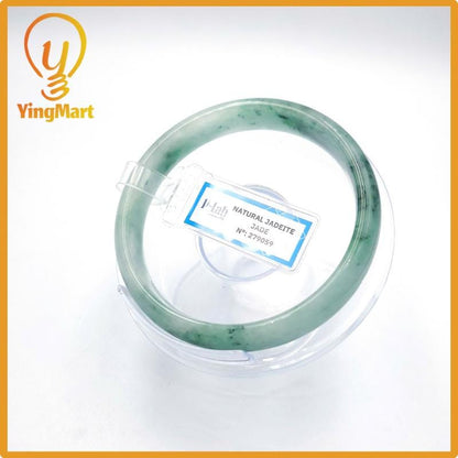 Yingmart 60mm PNJ Certified Natural Color Grey White Natural Jadeite Jade Bangle Bracelet, Real Gemstone, Gift for Her Mom Grandma