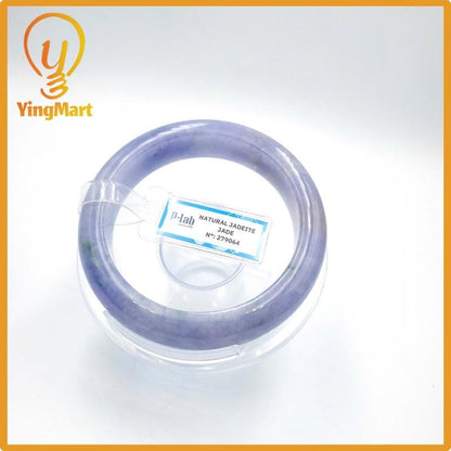 Yingmart 57mm PNJ Certified Natural Color Grey White Natural Jadeite Jade Bangle Bracelet, Real Gemstone, Gift for Her Mom Grandma