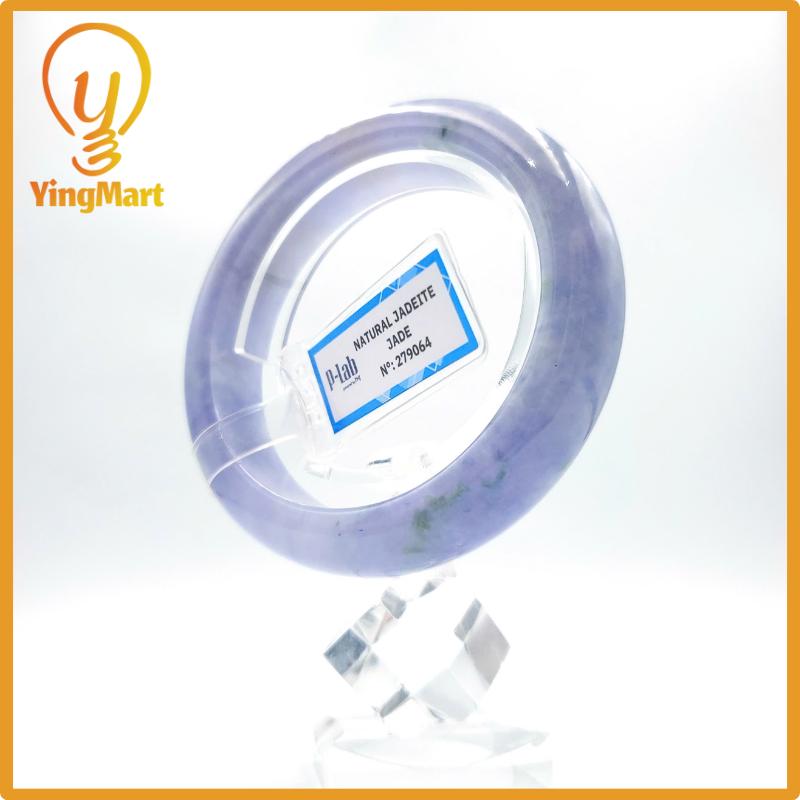 Yingmart 57mm PNJ Certified Natural Color Grey White Natural Jadeite Jade Bangle Bracelet, Real Gemstone, Gift for Her Mom Grandma