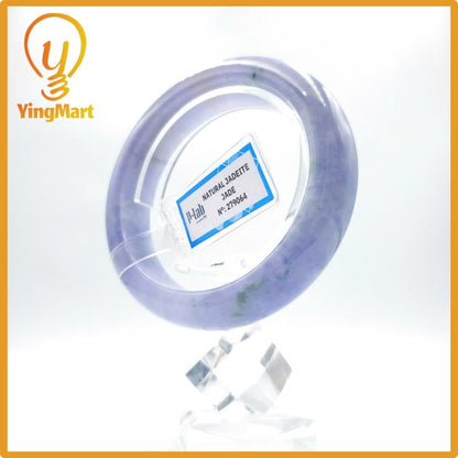 Yingmart 57mm PNJ Certified Natural Color Grey White Natural Jadeite Jade Bangle Bracelet, Real Gemstone, Gift for Her Mom Grandma