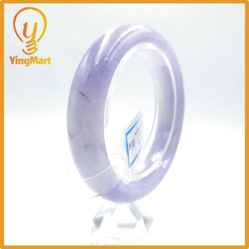 Yingmart 55mm PNJ Certified Natural Color Grey White Natural Jadeite Jade Bangle Bracelet, Real Gemstone, Gift for Her Mom Grandma