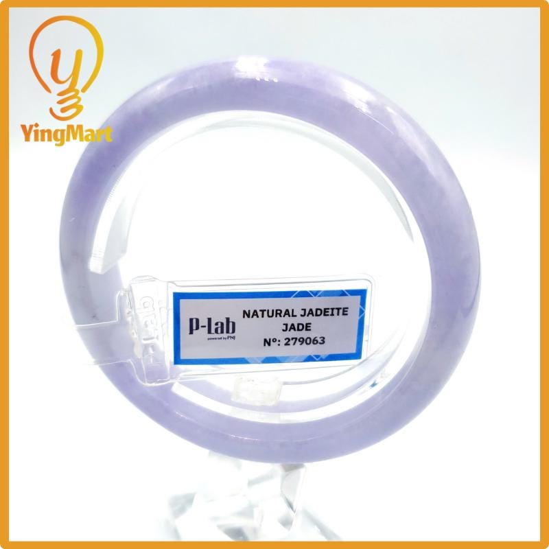 Yingmart 55mm PNJ Certified Natural Color Grey White Natural Jadeite Jade Bangle Bracelet, Real Gemstone, Gift for Her Mom Grandma