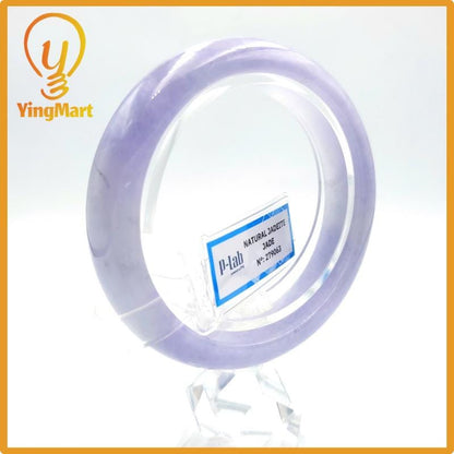 Yingmart 55mm PNJ Certified Natural Color Grey White Natural Jadeite Jade Bangle Bracelet, Real Gemstone, Gift for Her Mom Grandma