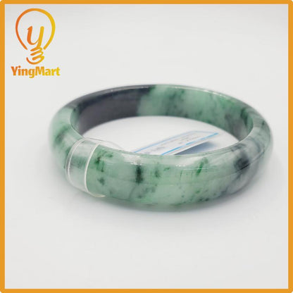 Yingmart 63mm PNJ Certified Natural Color Grey White Natural Jadeite Jade Bangle Bracelet, Real Gemstone, Gift for Her Mom Grandma