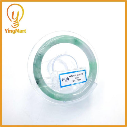 Yingmart 53mm PNJ277664 Certified Natural Color Grey White Natural Jadeite Jade Bangle Bracelet, Real Gemstone, Gift for Mom Grandma Sister