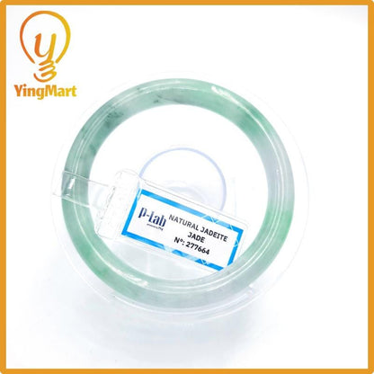 Yingmart 53mm PNJ277664 Certified Natural Color Grey White Natural Jadeite Jade Bangle Bracelet, Real Gemstone, Gift for Mom Grandma Sister
