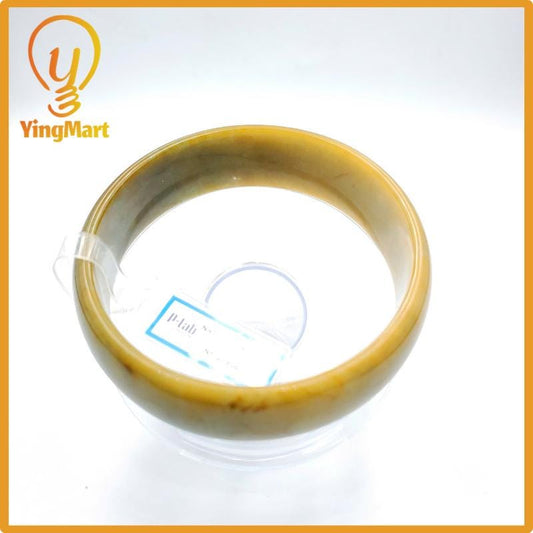 Yingmart 74mm PNJ Certified Natural Color Yellowish Brown Natural Jadeite Jade Bangle Bracelet, Real Gemstone, Gift for Her Mom Grandma