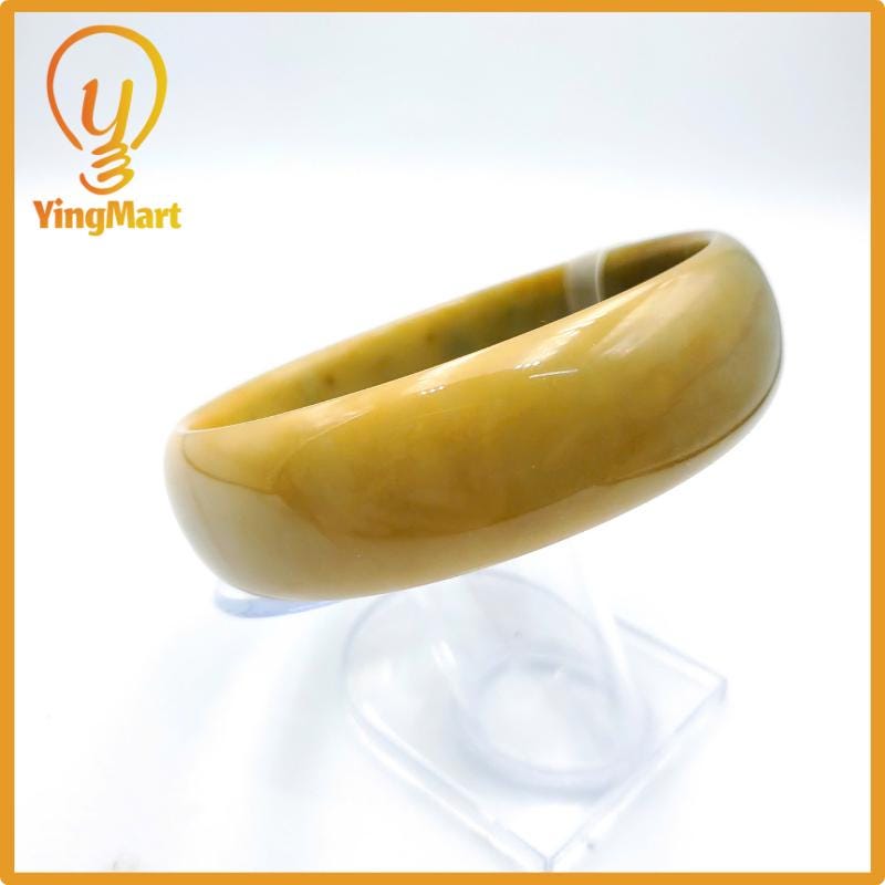 Yingmart 74mm PNJ Certified Natural Color Yellowish Brown Natural Jadeite Jade Bangle Bracelet, Real Gemstone, Gift for Her Mom Grandma