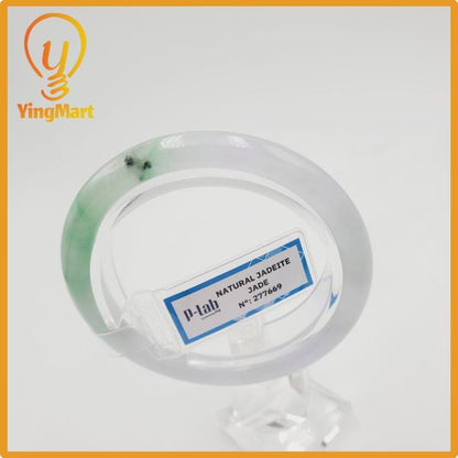 Yingmart 52mm PNJ277669 Certified Natural Color Purplish White Natural Jadeite Jade Bangle Bracelet, Real Gemstone, Gift for Her Mom Grandma