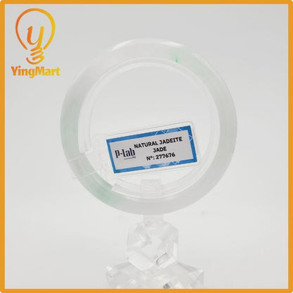 Yingmart 52mm PNJ277676 Certified Natural Color Grey White Natural Jadeite Jade Bangle Bracelet, Real Gemstone, Gift for Mom Grandma Sister