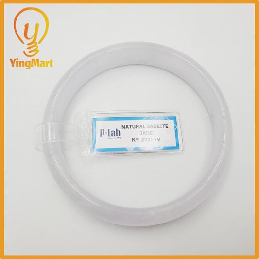 Yingmart 59mm PNJ Certified Natural Color Grey White Natural Jadeite Jade Bangle Bracelet, Real Gemstone, Gift for Her Mom Grandma Sister