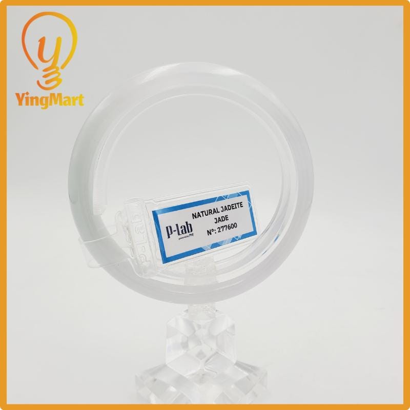 Yingmart 53mm PNJ277600 Certified Natural Color Grey White Natural Jadeite Jade Bangle Bracelet, Real Gemstone, Gift for Mom Grandma Sister