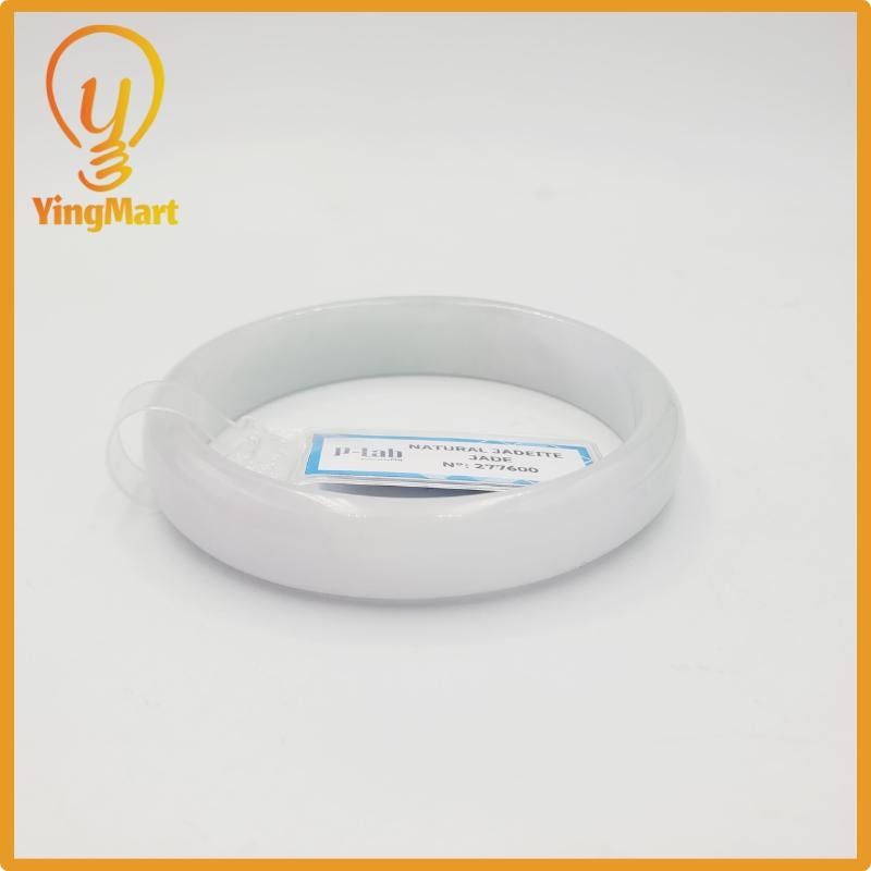 Yingmart 53mm PNJ277600 Certified Natural Color Grey White Natural Jadeite Jade Bangle Bracelet, Real Gemstone, Gift for Mom Grandma Sister